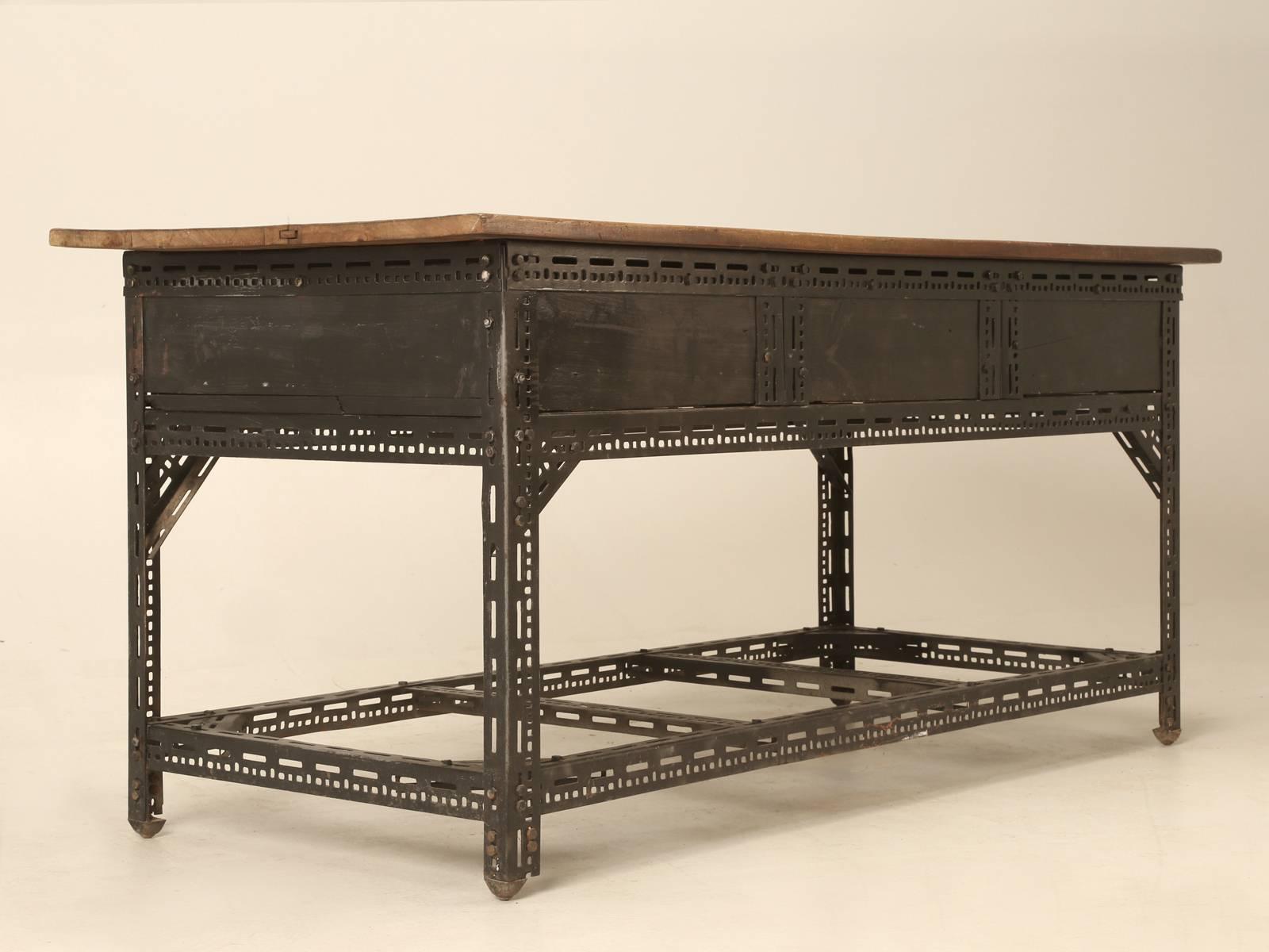 French Steel and Walnut Industrial Table 6