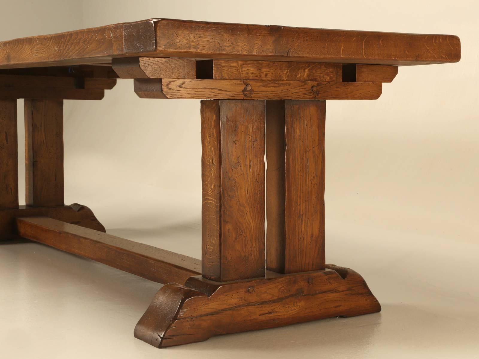 French Oak Trestle Dining Table with Two Leaves 3