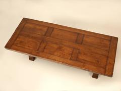 French Oak Trestle Dining Table with Two Leaves