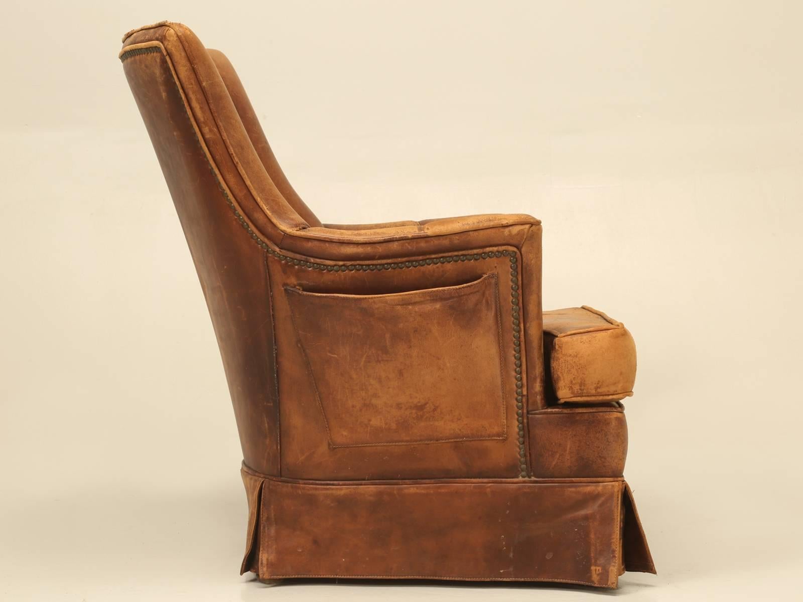 French Leather Armchair with Magazine Pocket 5