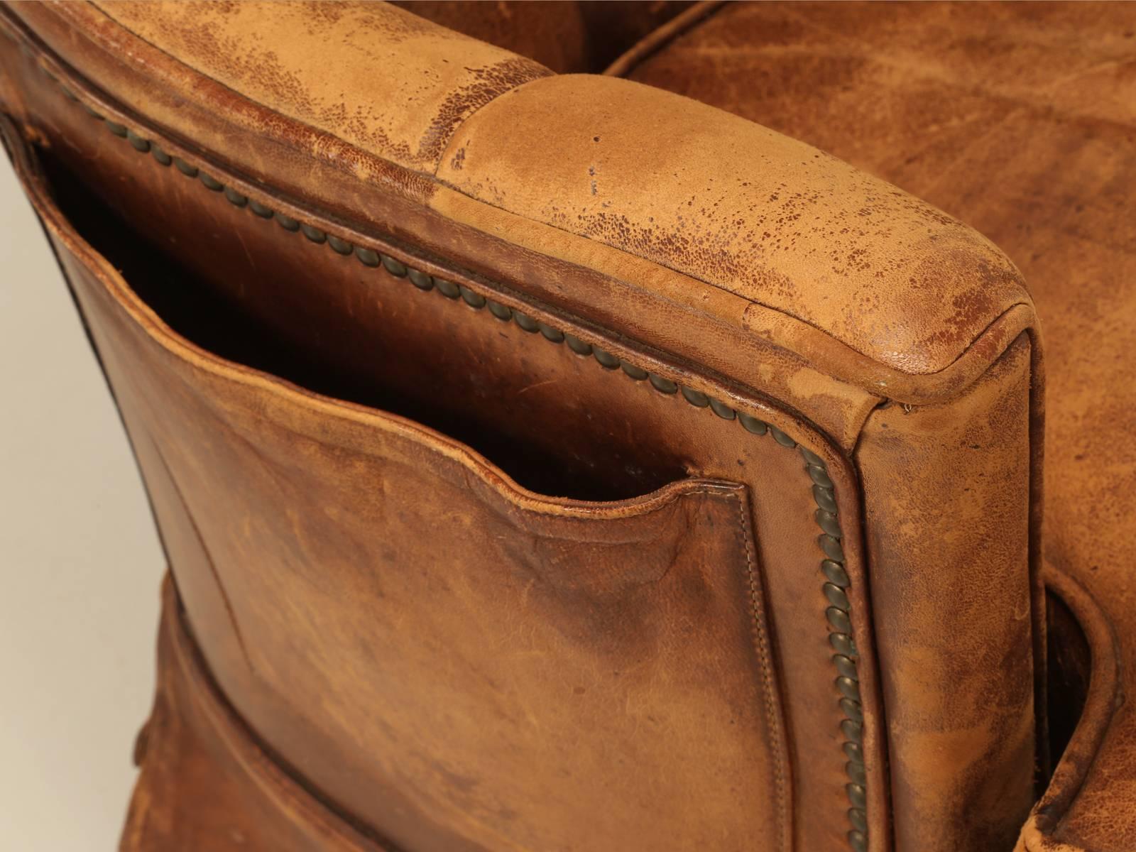 French Leather Armchair with Magazine Pocket 1