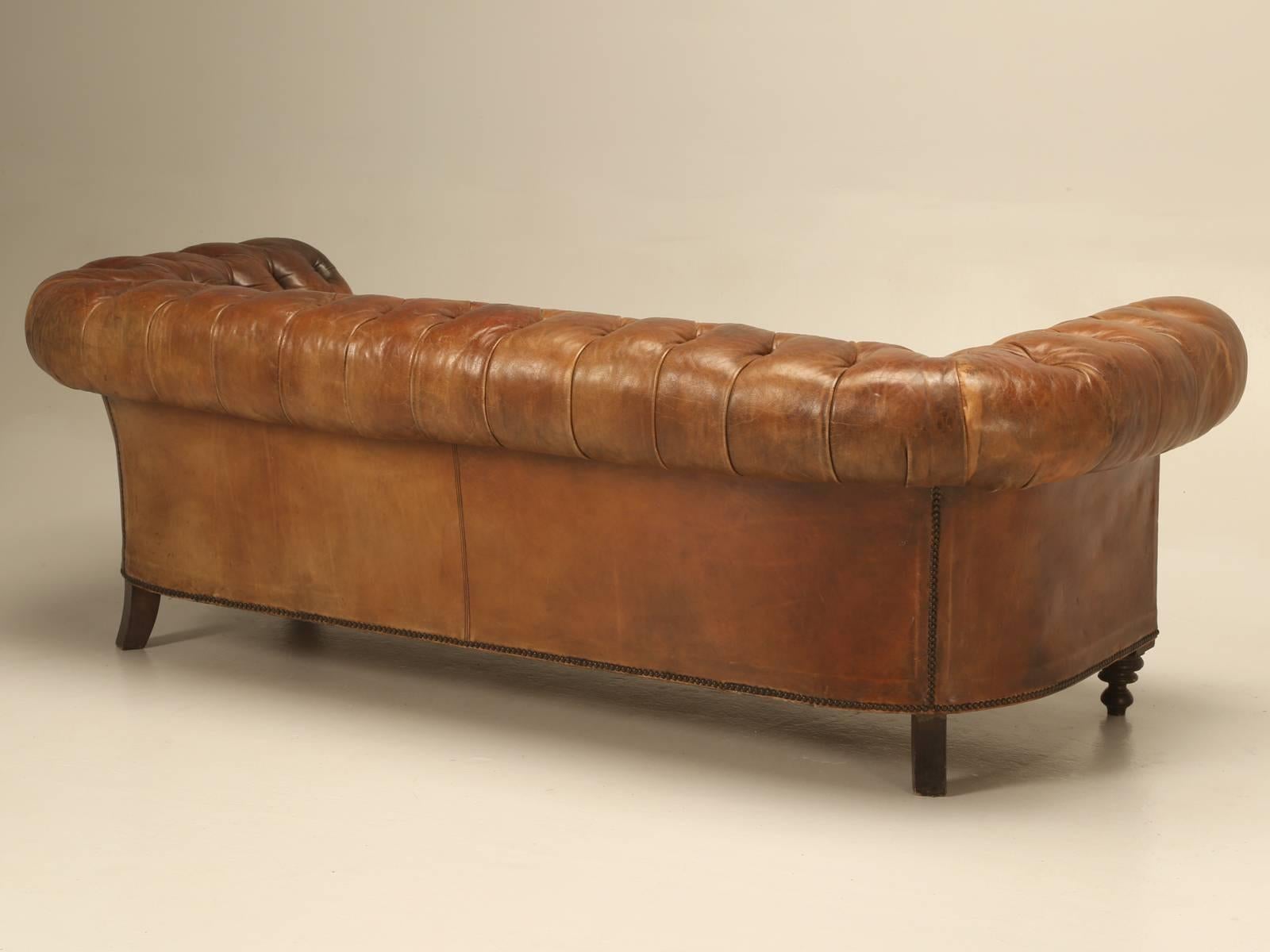 Antique Leather Chesterfield Sofa in Original Leather 1
