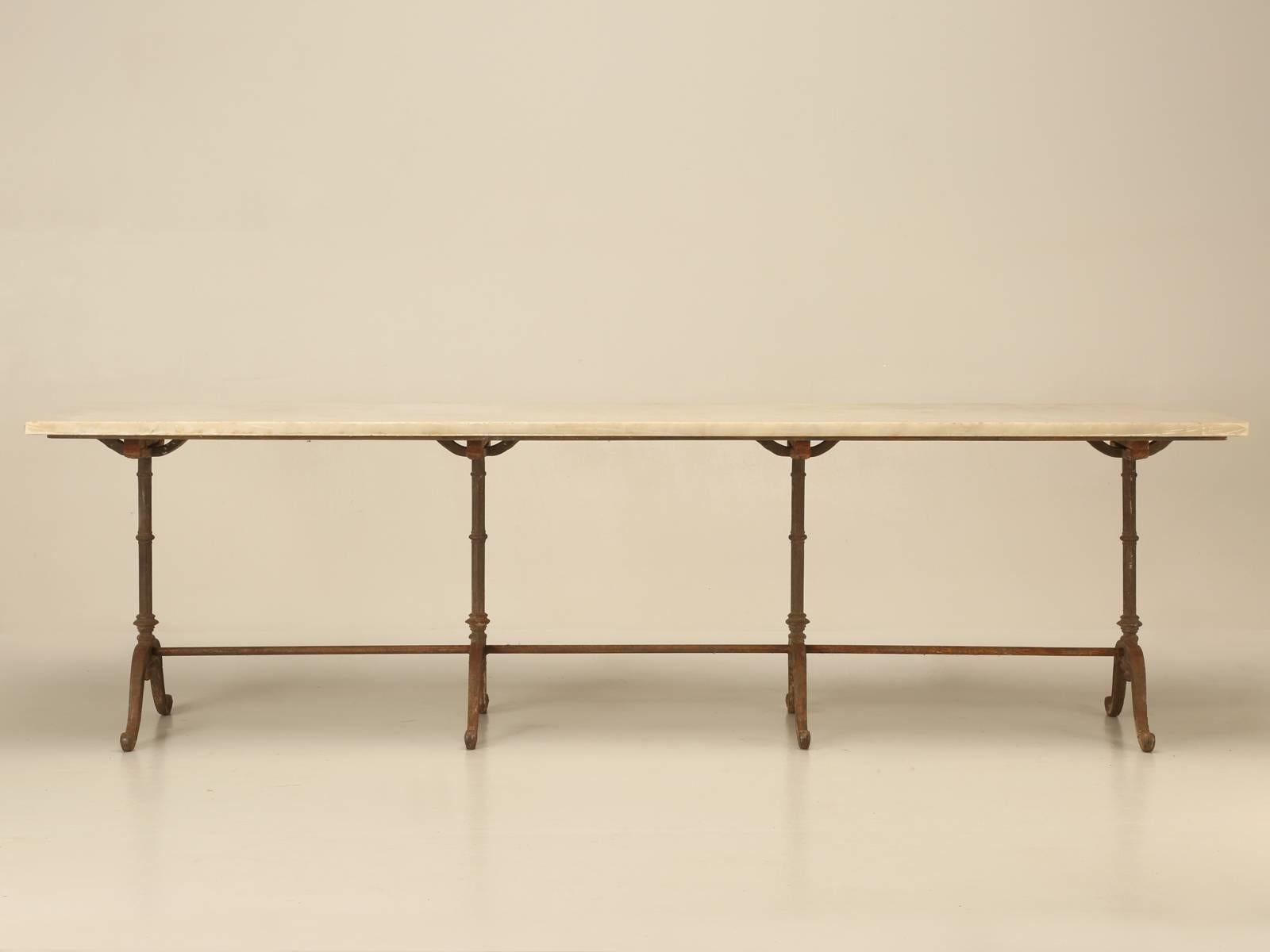 Late 19th Century Antique French Iron and Marble Dining Table