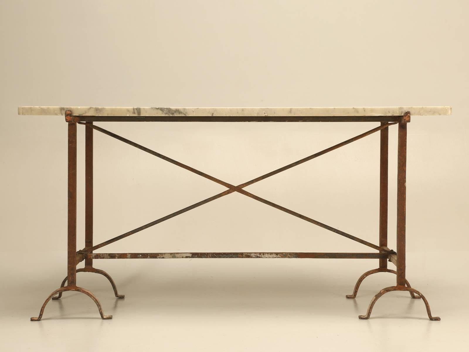 Antique French Iron and Marble Kitchen Table In Good Condition In Chicago, IL
