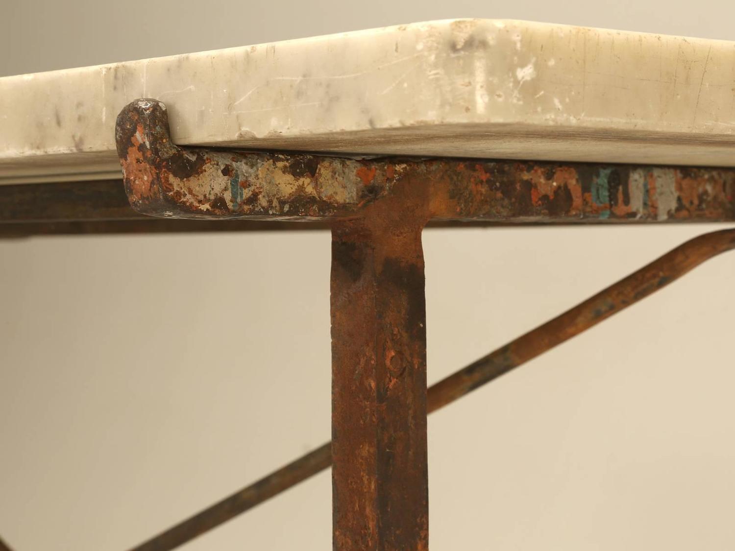 Antique French Iron and Marble Kitchen Table at 1stdibs