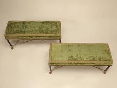 Pair of French Bronze, Brass and Lacquered Benches, 1940s