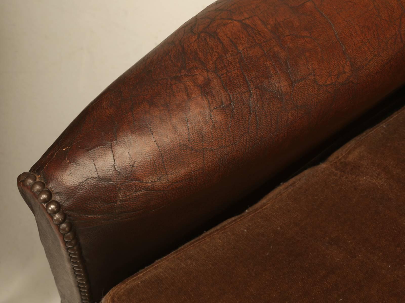 French Leather Club Chairs in Original Leather 1