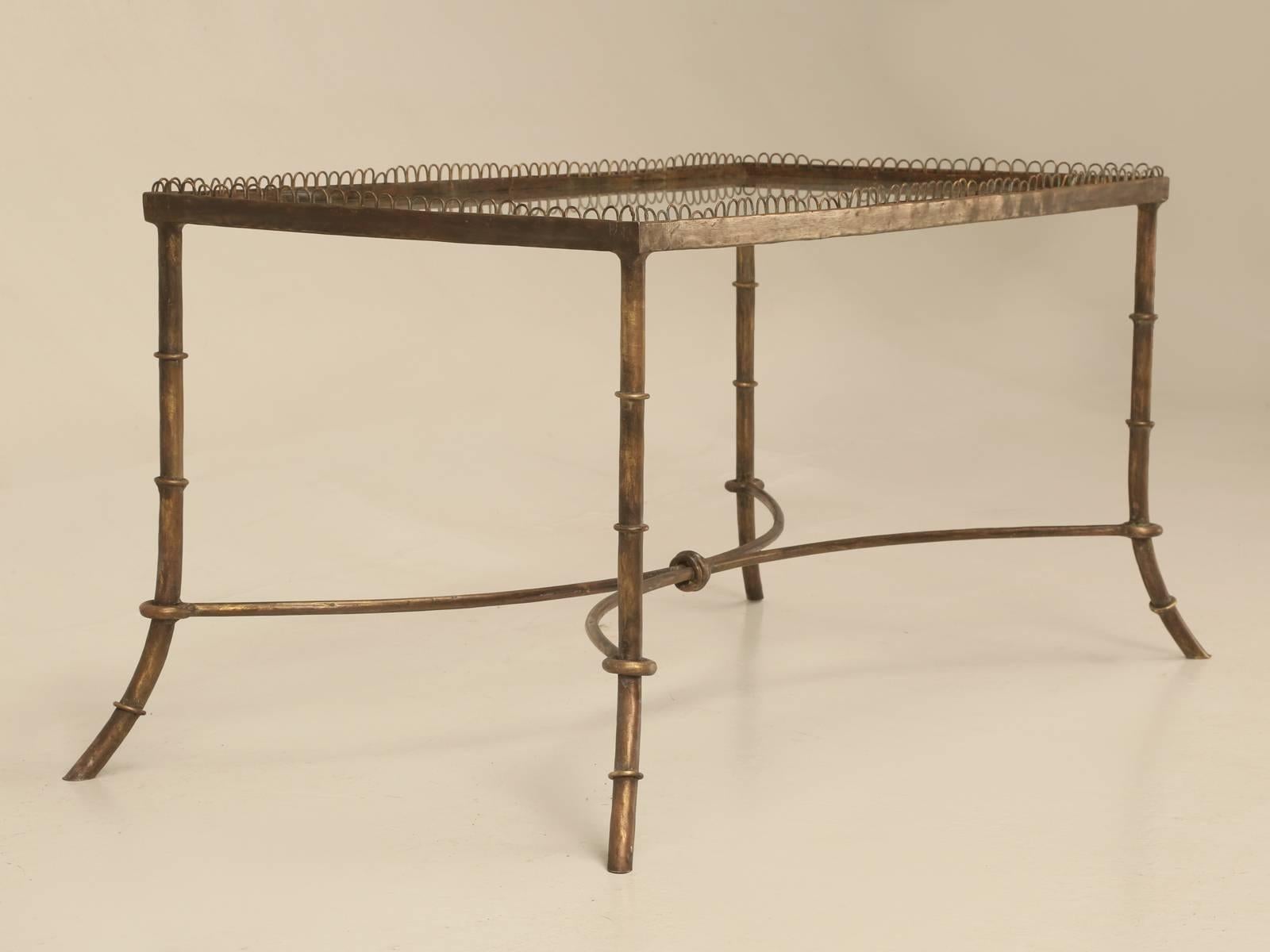 vintage brass and glass coffee table