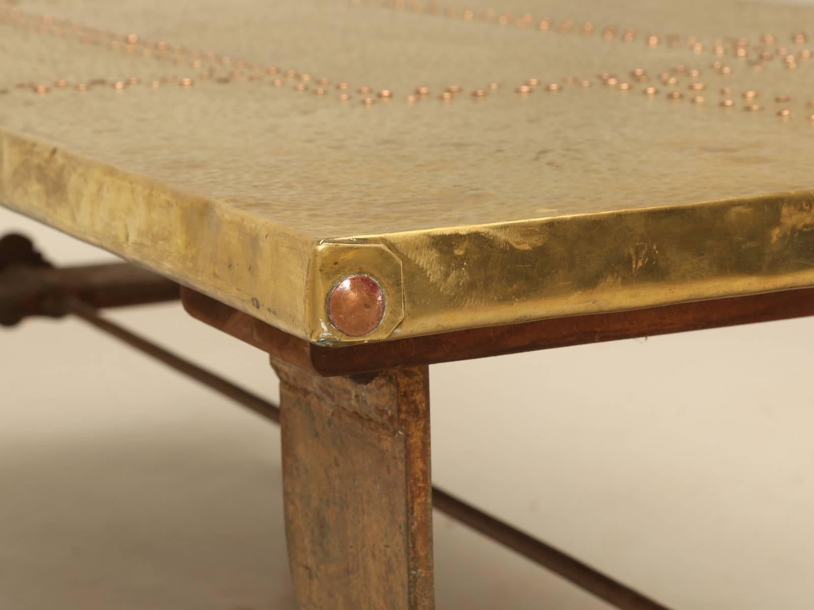 French Mid-Century Brass and Steel Coffee Table 2