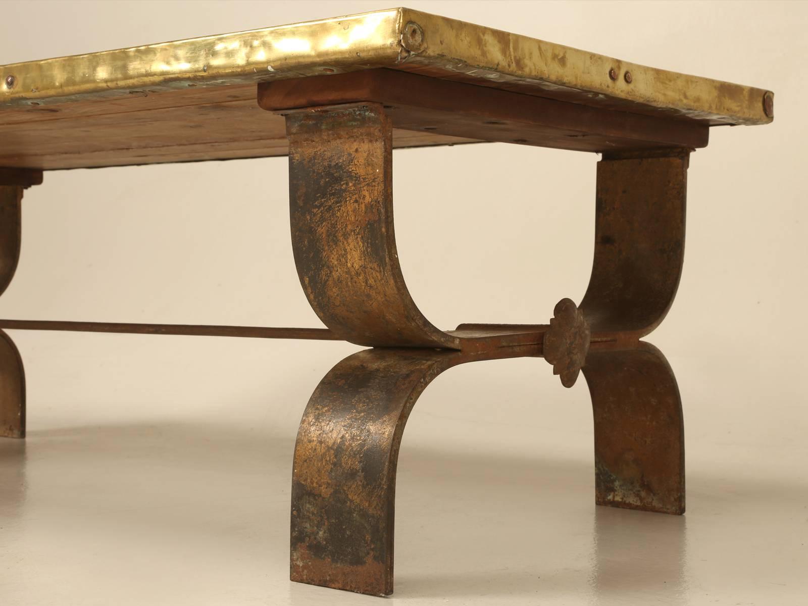 French Mid-Century Brass and Steel Coffee Table 4