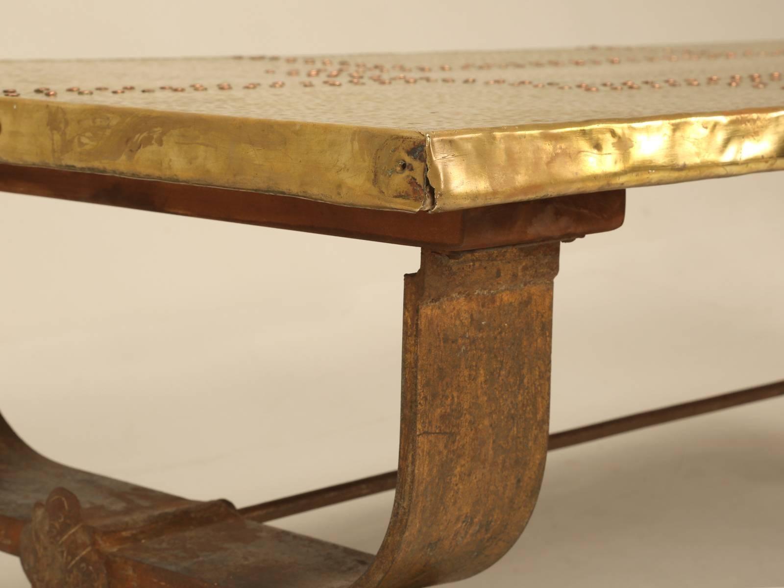 French Mid-Century Brass and Steel Coffee Table 3