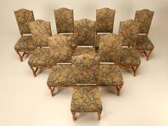 French Louis XIII Style Dining Chairs, Set of Ten