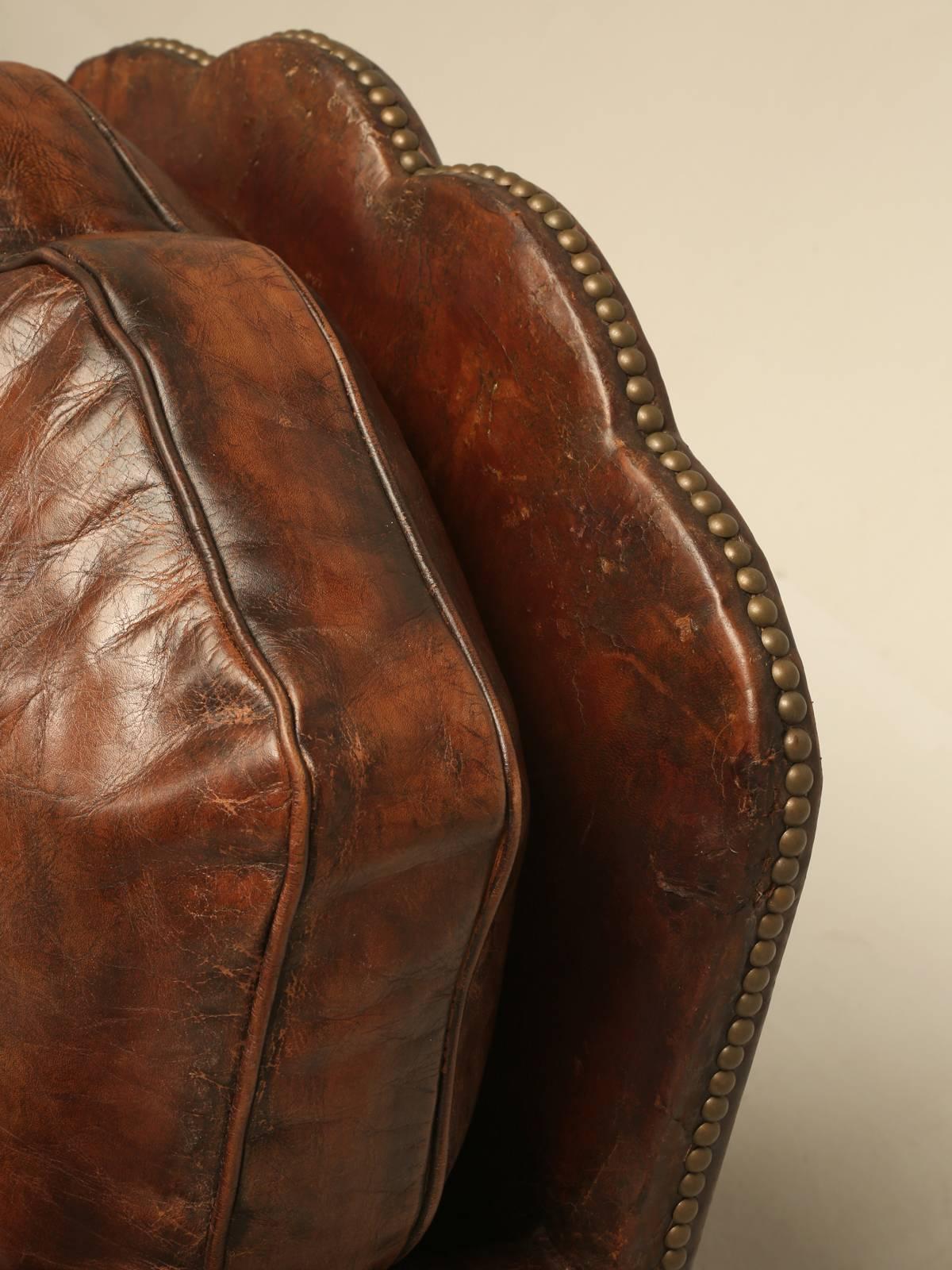 Pair of French Leather Art Deco Club Chairs In Good Condition In Chicago, IL