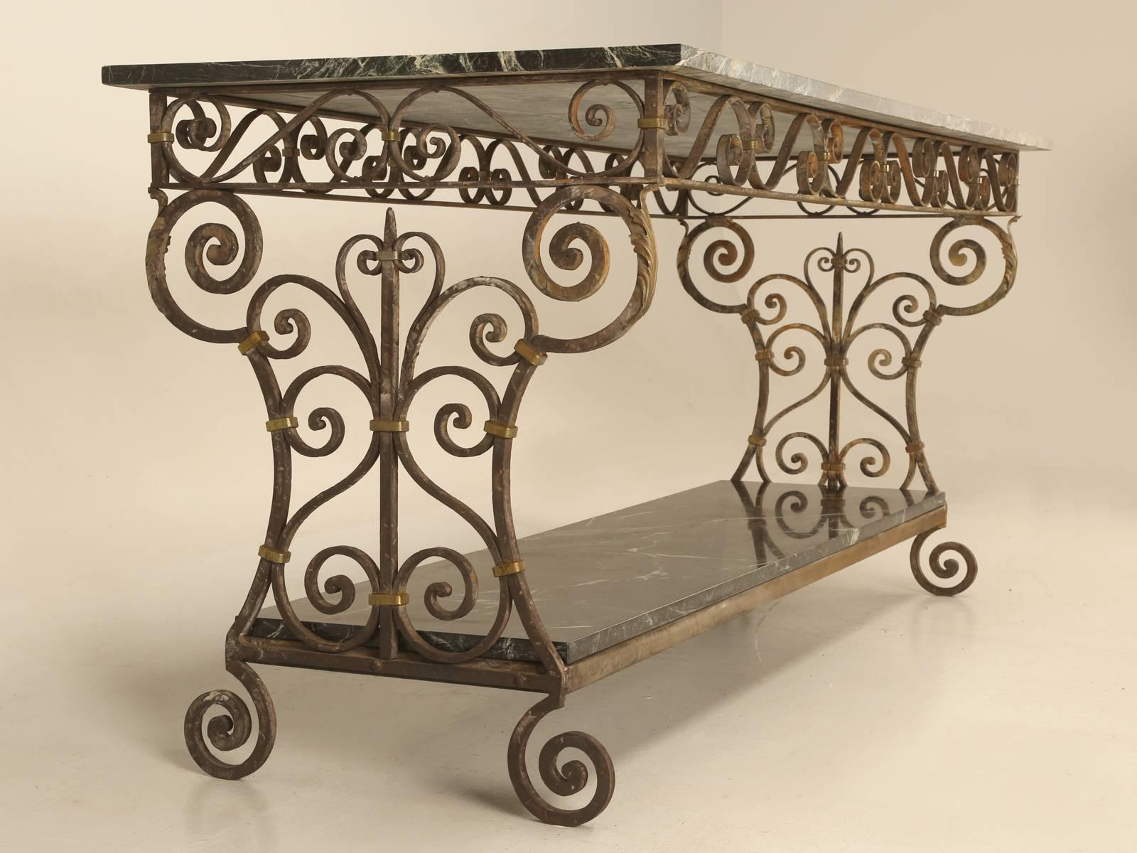 American Marble and Iron Sofa Table or Console Table