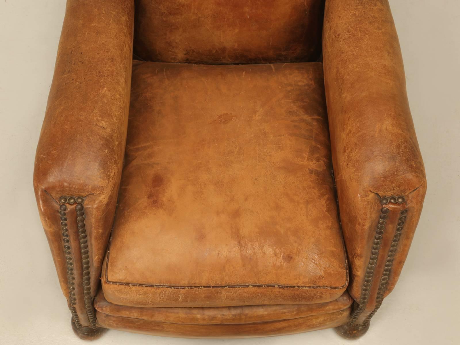French Art Deco Leather Club Chair, Single 1