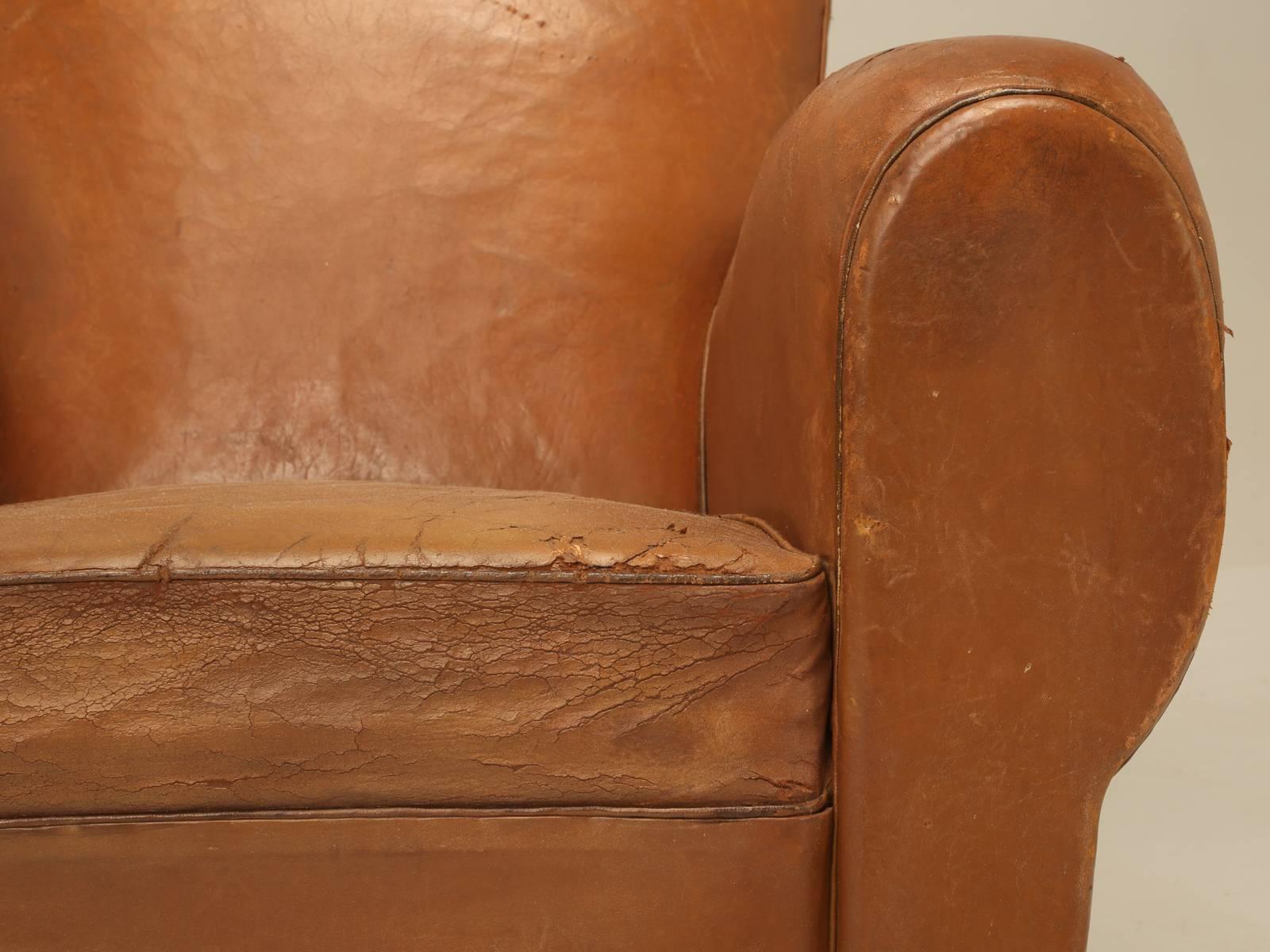 French Leather Club Chairs in a Moustache Style 3