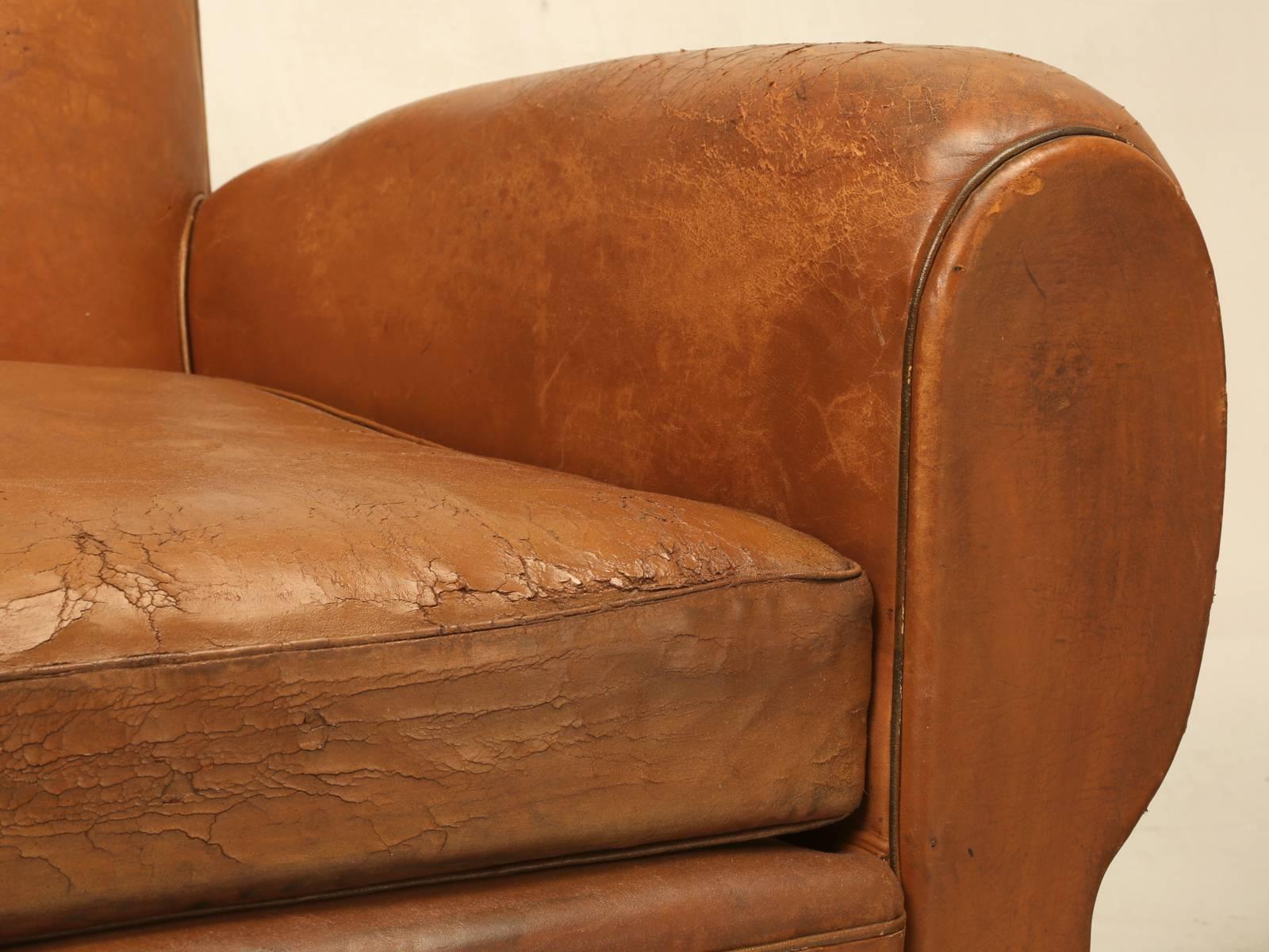 French Leather Club Chairs in a Moustache Style 2