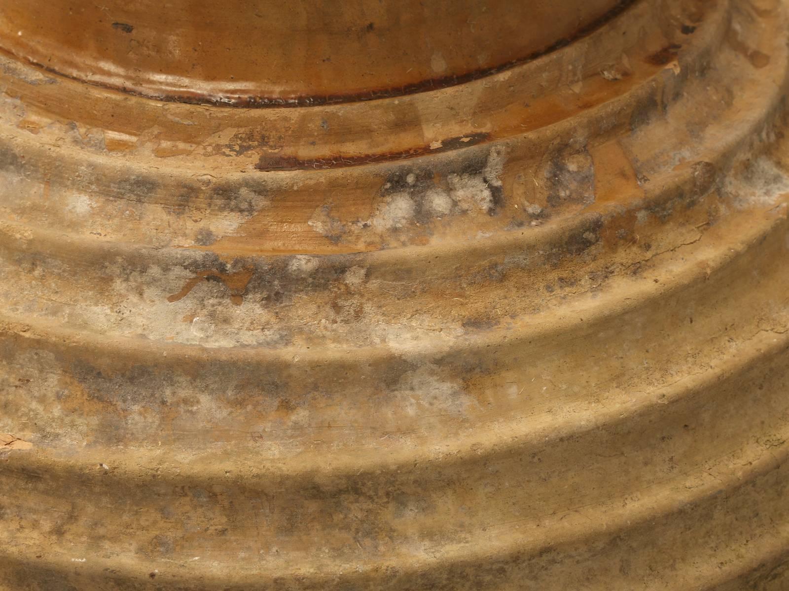 Greek Large Antique European Fluted Terra Cotta Pot