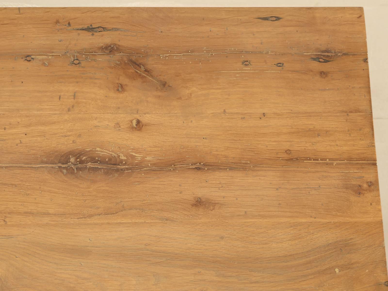 Américain Table de cuisine d'inspiration industrielle française en chêne blanc et acier par Old Plank en vente