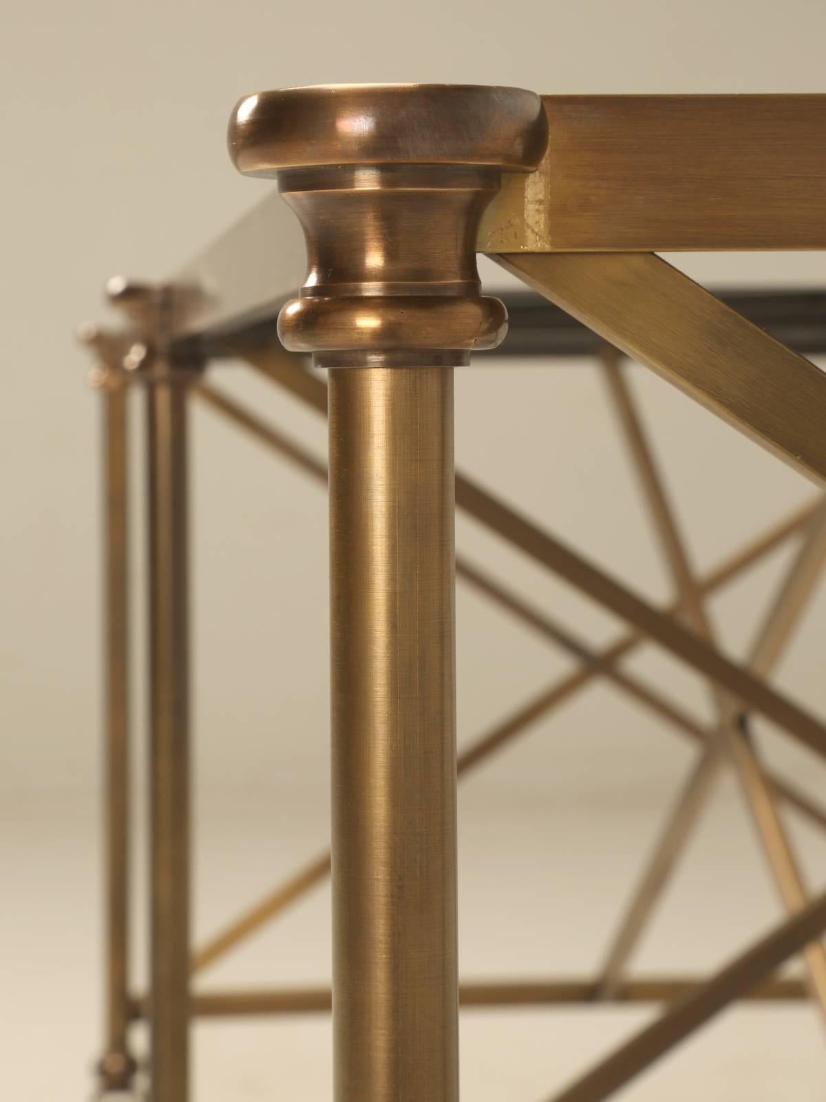 American French Inspired Industrial Style Brass Kitchen Island Made to Order For Sale