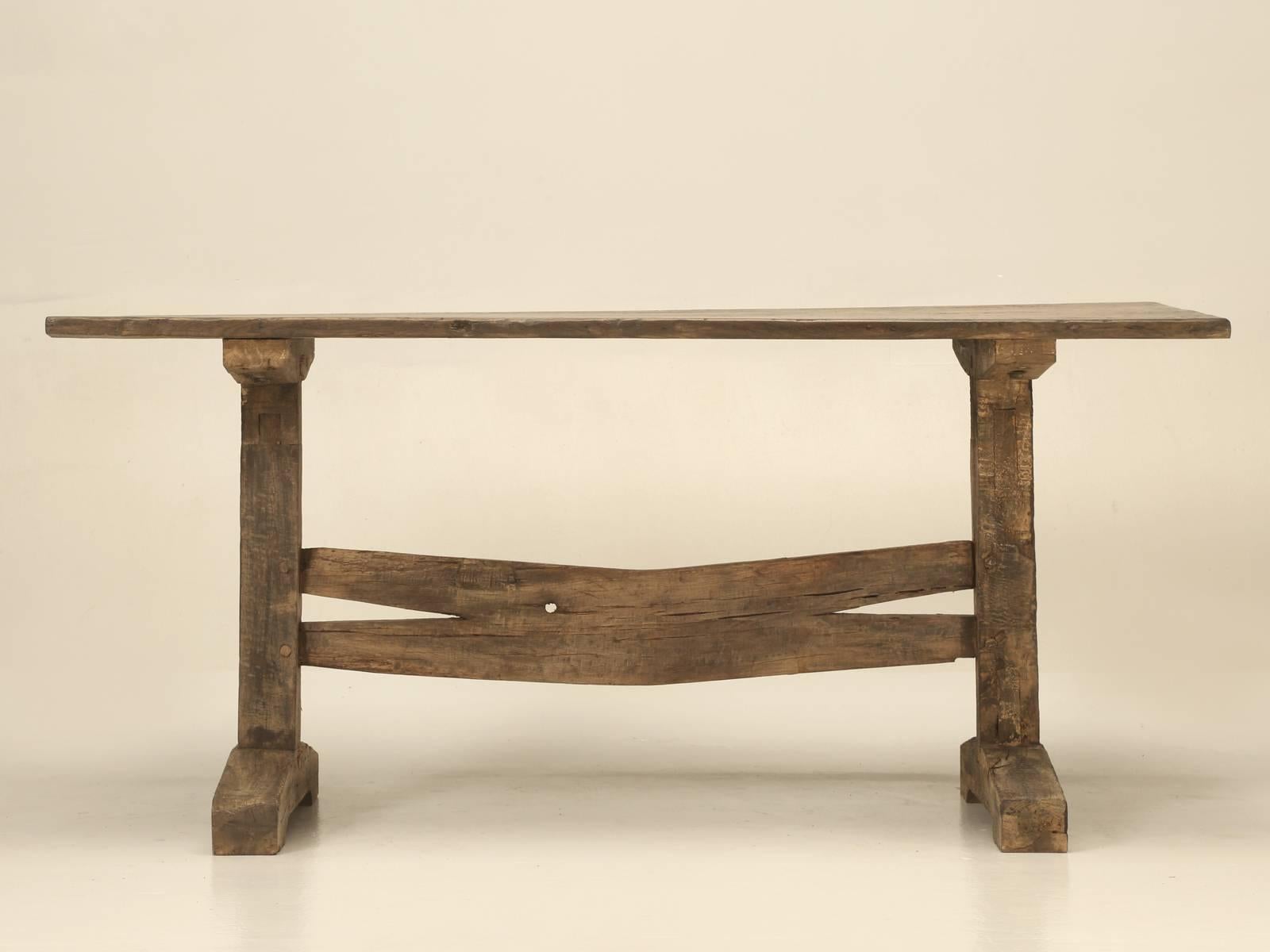 Antique French Trestle Dining or Kitchen Table, circa 1800s In Good Condition In Chicago, IL