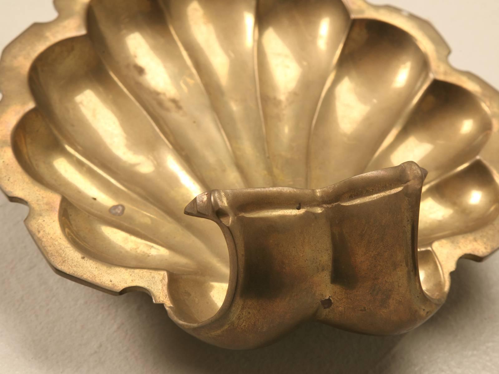 Mid-20th Century Solid Brass Footed Decorative Clamshell Dishes For Sale