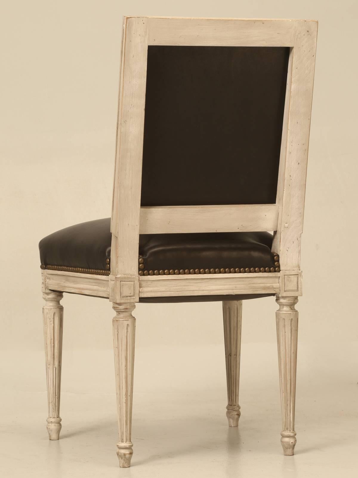 Painted French Louis XVI Style Hand-Carved Side Chairs Made in France Options  For Sale 5