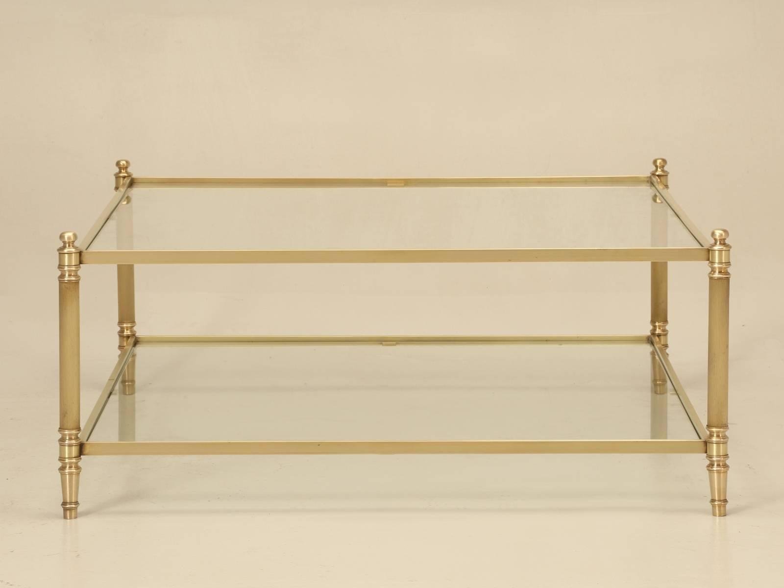 Mid-20th Century French Mid-Century Modern Brass and Glass Coffee Table