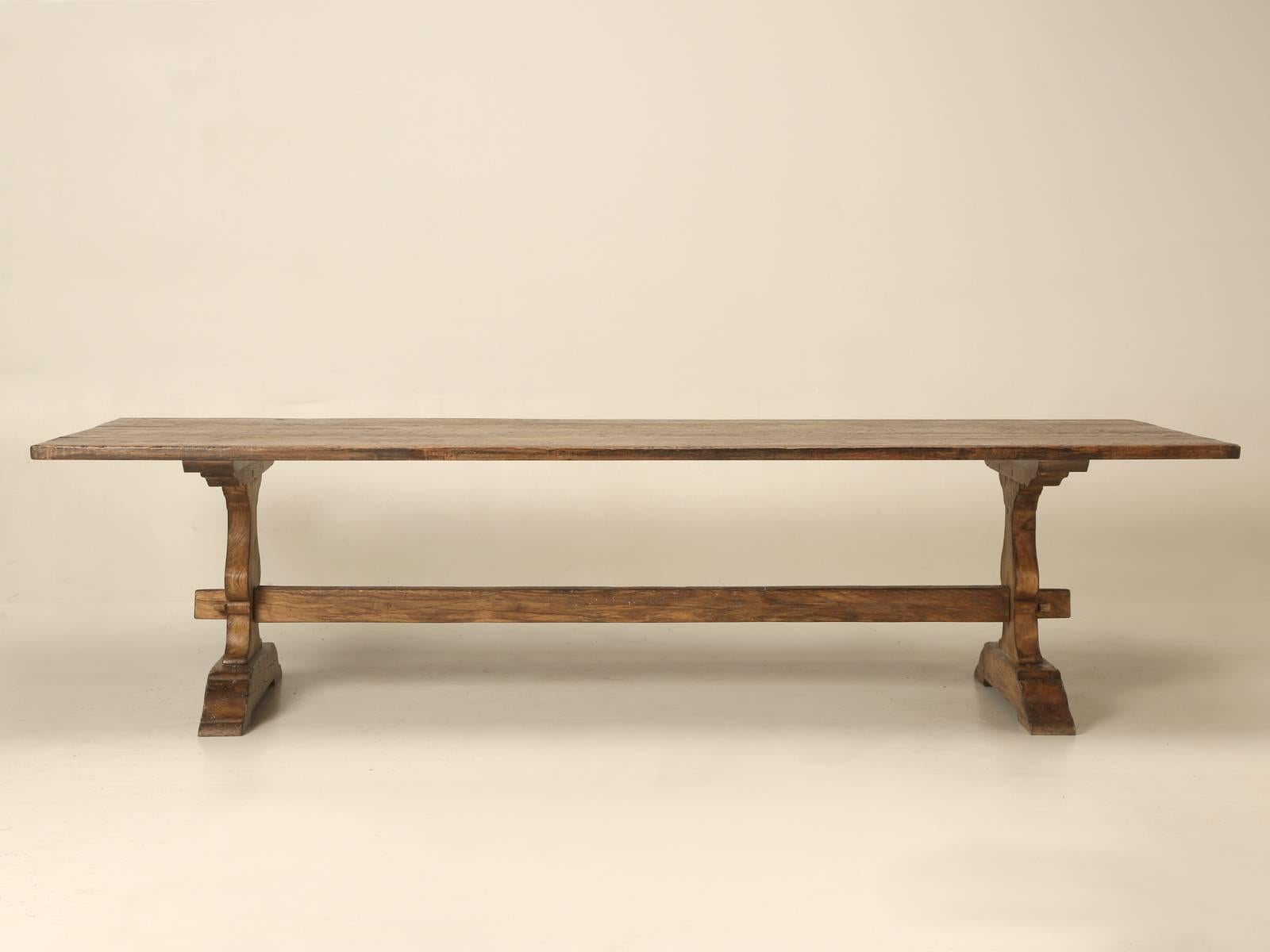 Late 19th Century Antique French Oak Trestle Dining Table