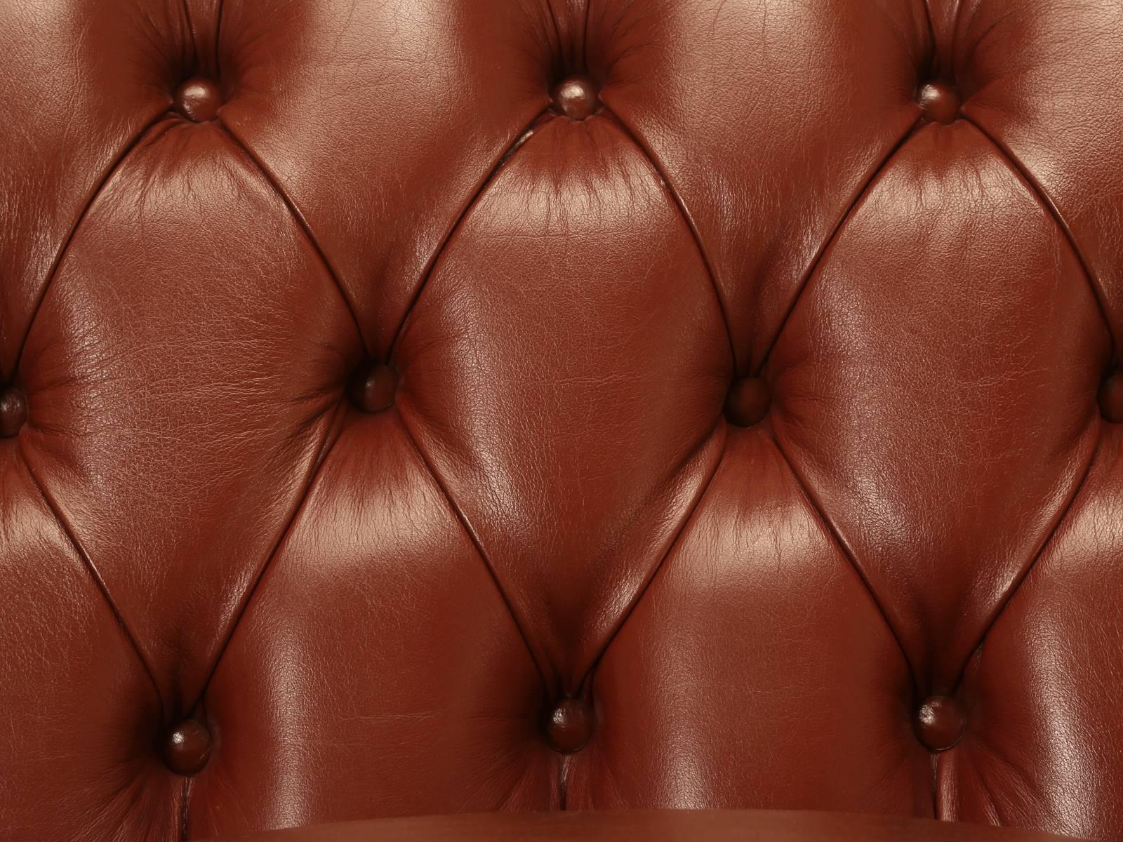 French Leather Tufted Chesterfield Style Sofa 1