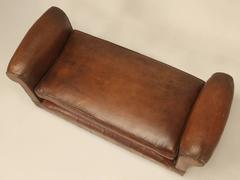 Antique French Leather Day Bed, circa 1930s
