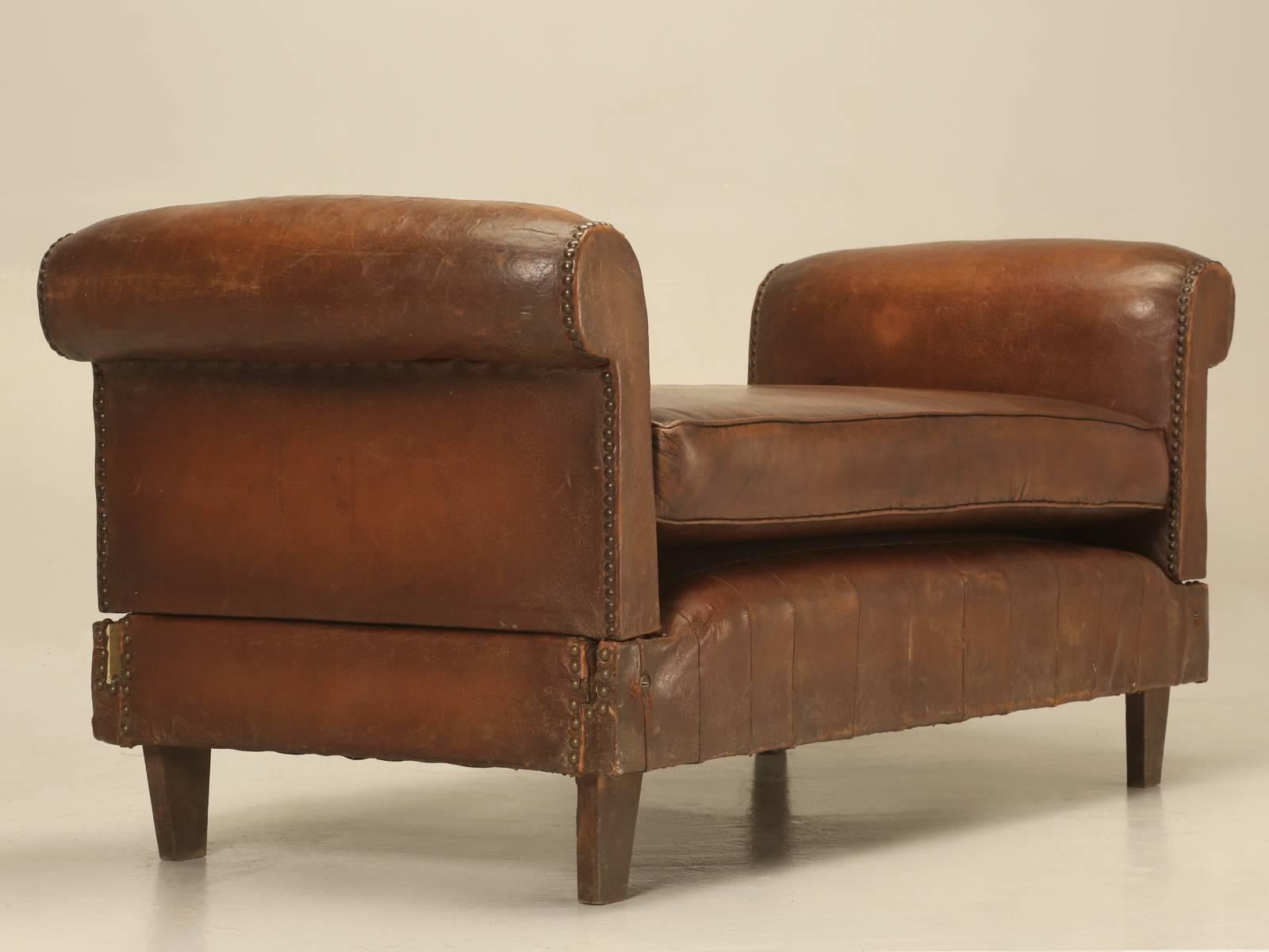 Mid-20th Century Antique French Leather Day Bed, circa 1930s
