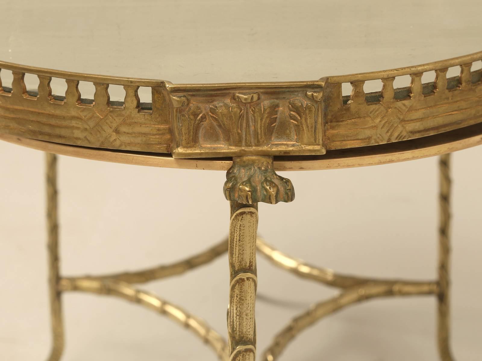 French Bronze Bamboo Style Coffee Table Attributed to Bagues 1