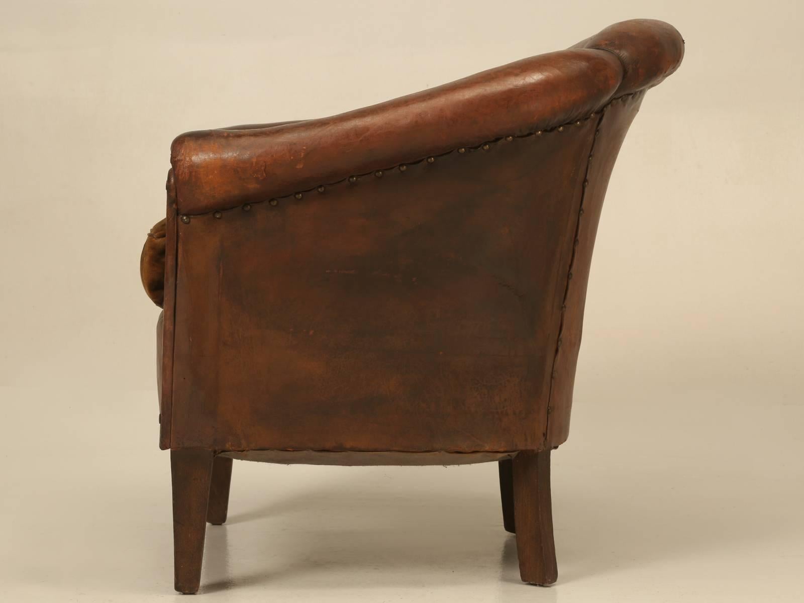 French Leather Barrelback Chair 4