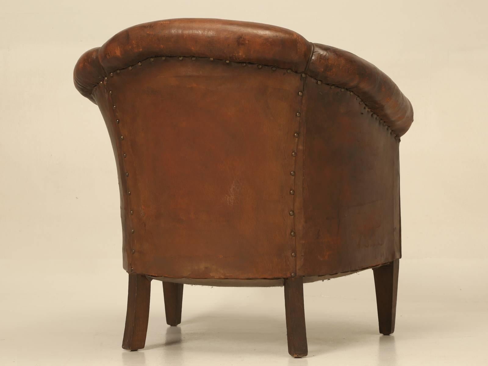 French Leather Barrelback Chair 5