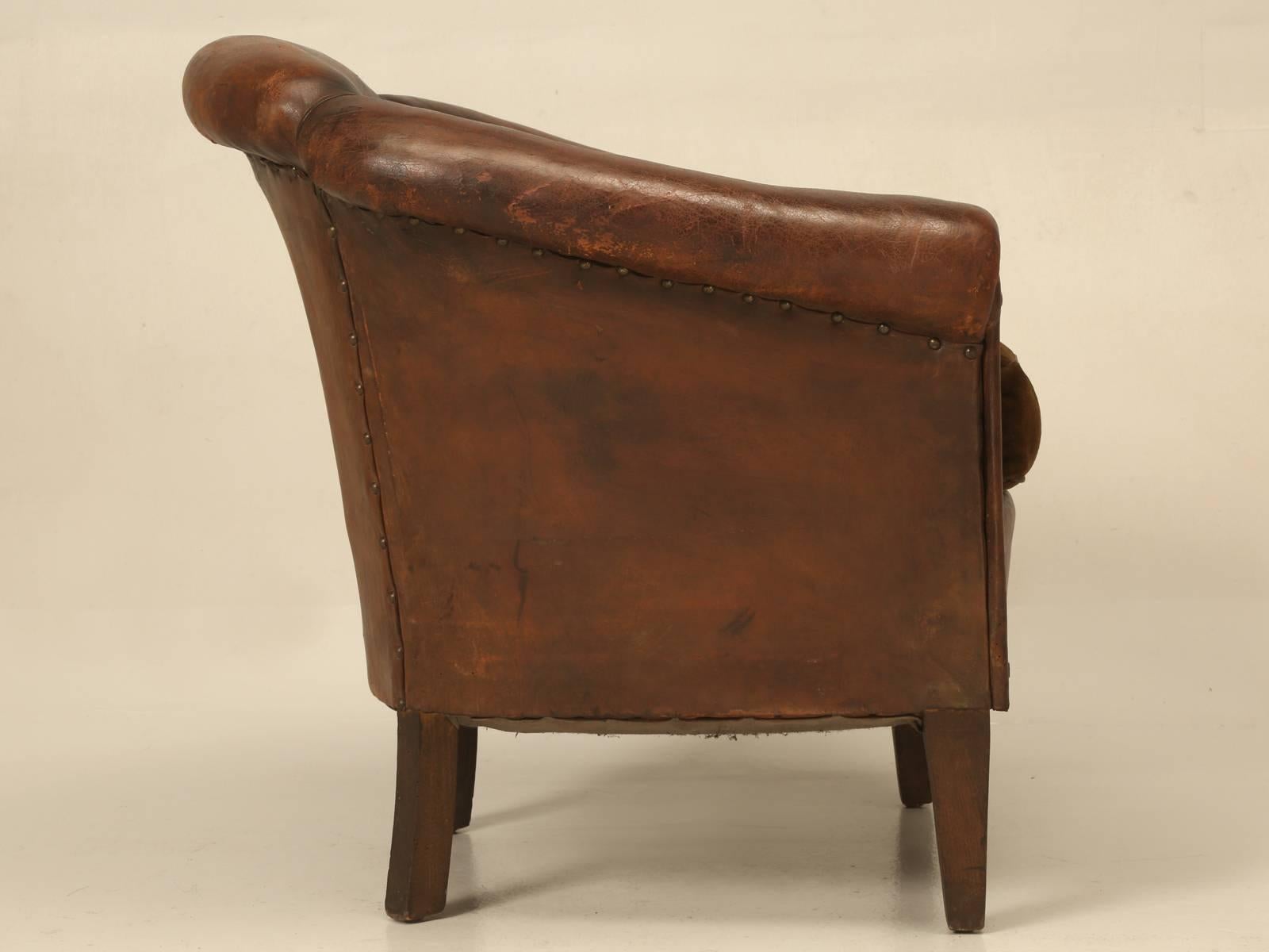 French Leather Barrelback Chair 3