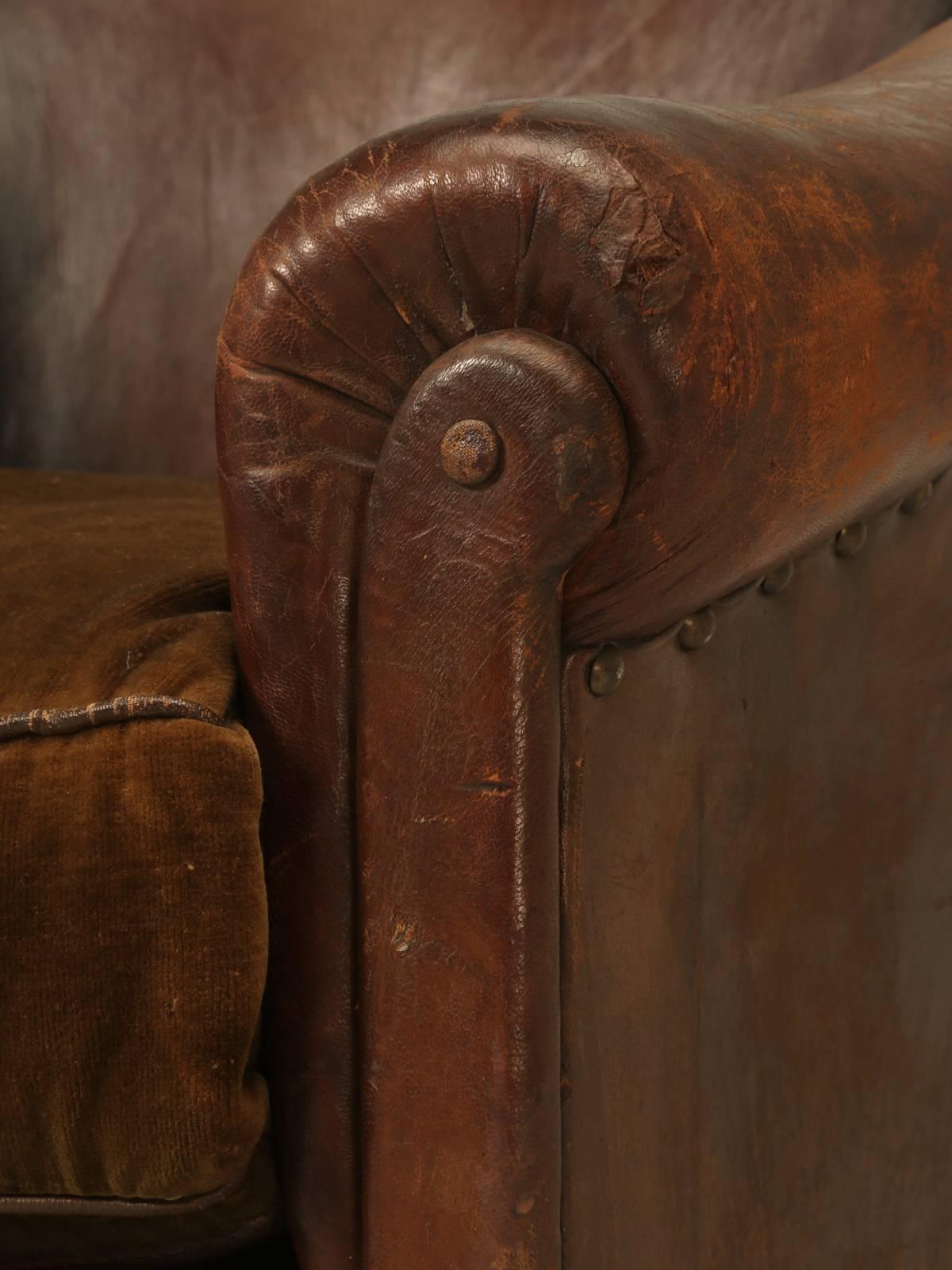 French Leather Barrelback Chair 1