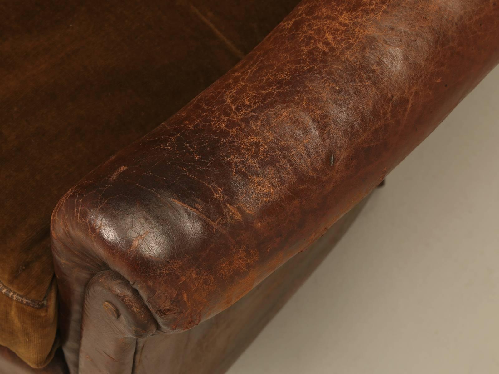 Mid-20th Century French Leather Barrelback Chair