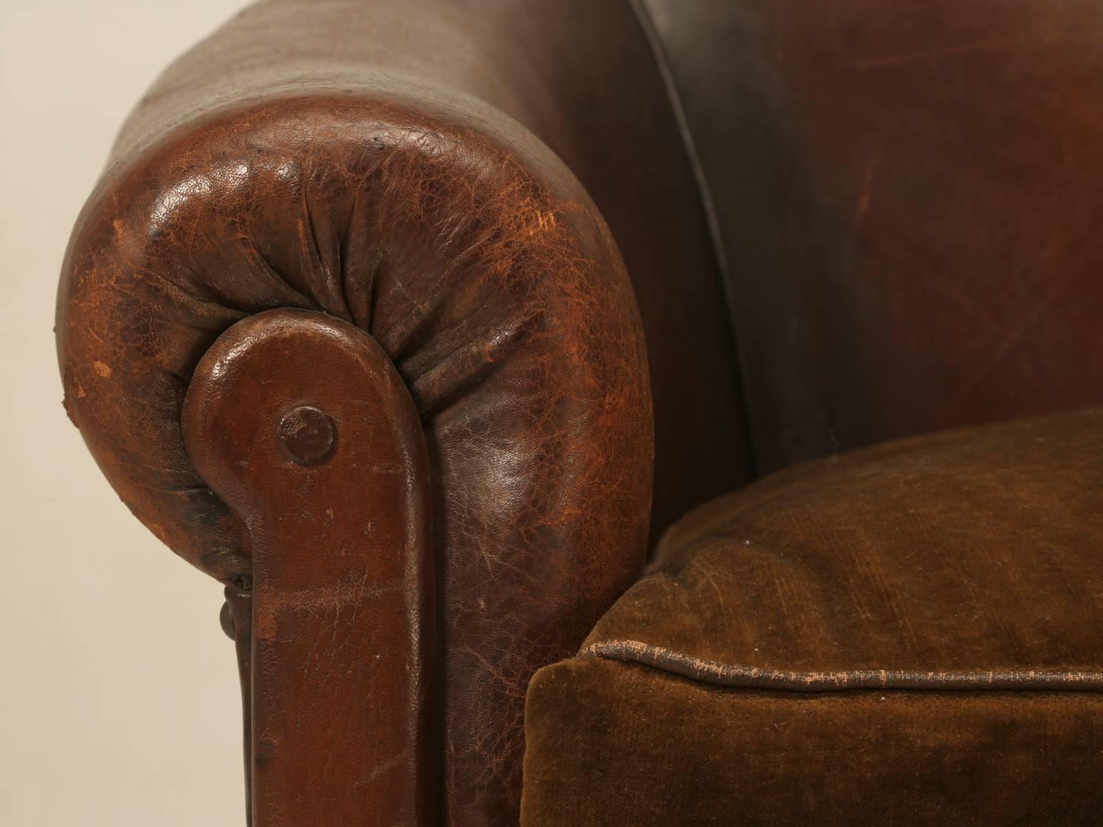 French Leather Barrelback Chair 2