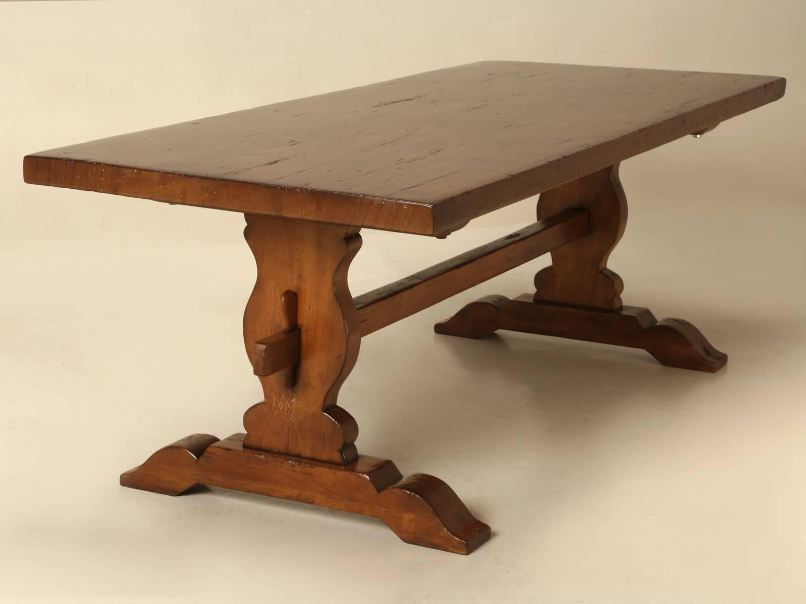 French Trestle Table in Solid Mahogany In Good Condition In Chicago, IL