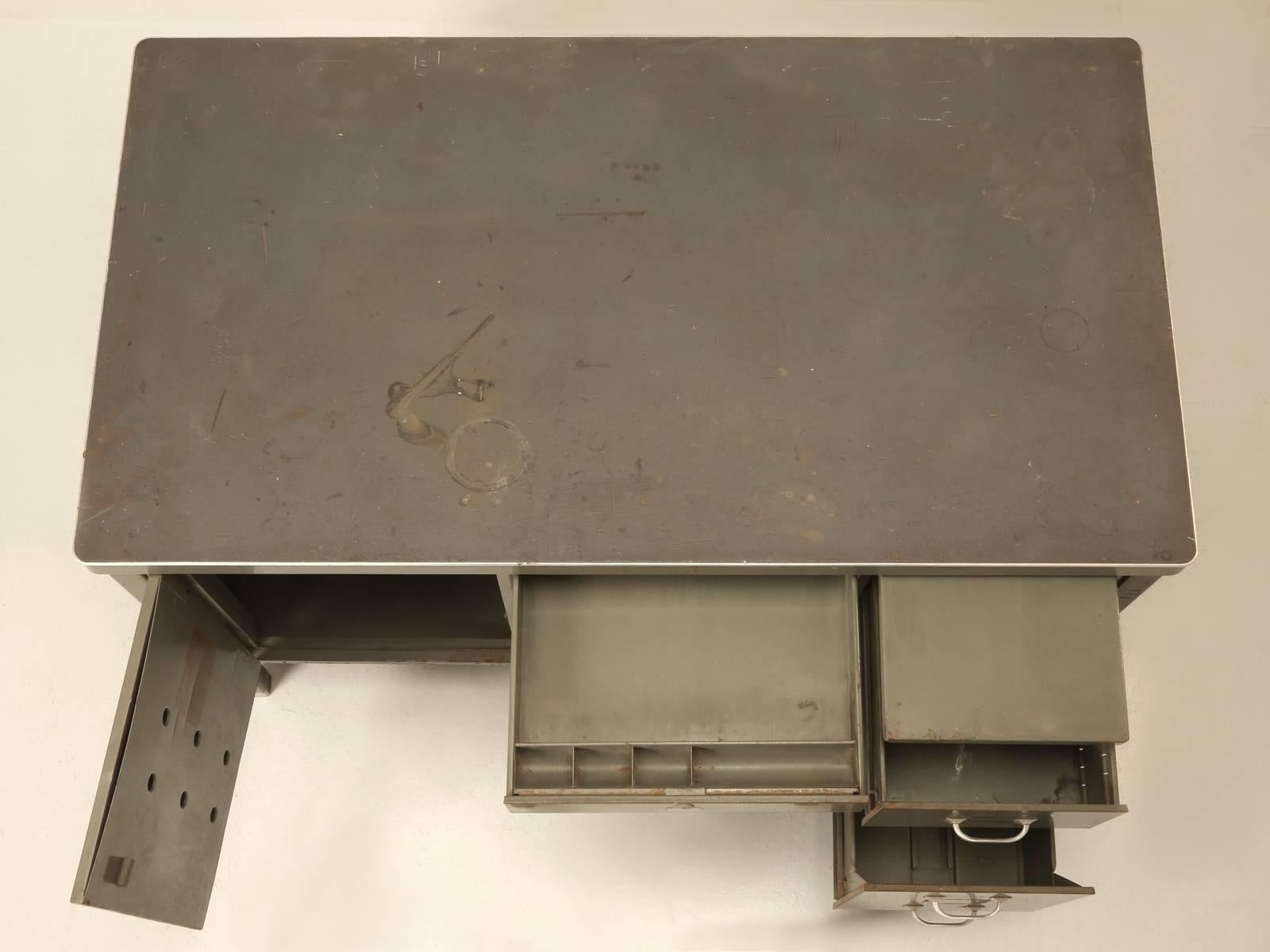 Steel American Industrial Desk in Original Condition In Fair Condition In Chicago, IL