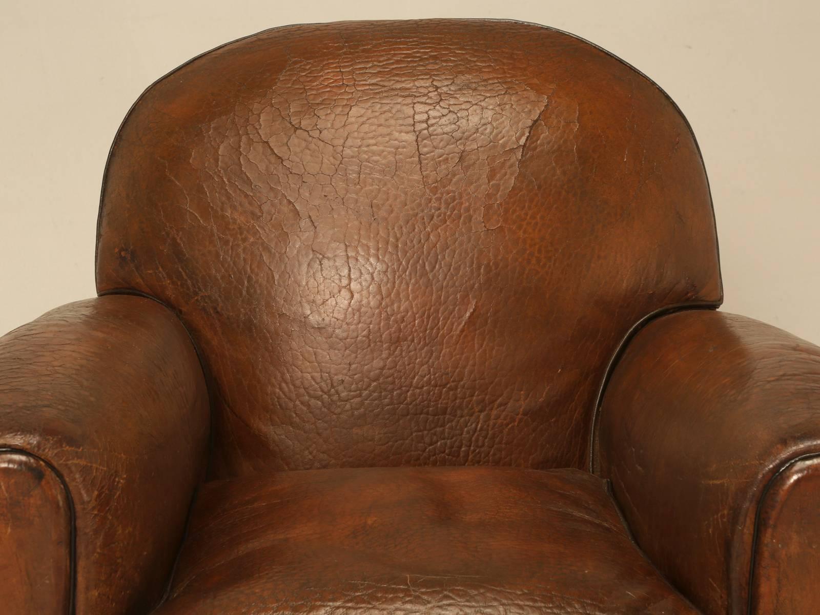 Art Deco French Leather Club Chairs