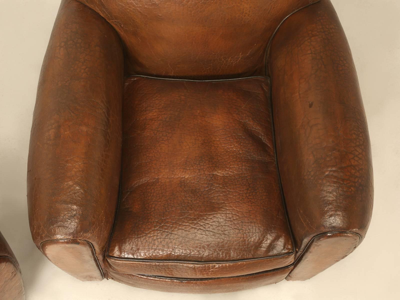 Early 20th Century French Leather Club Chairs