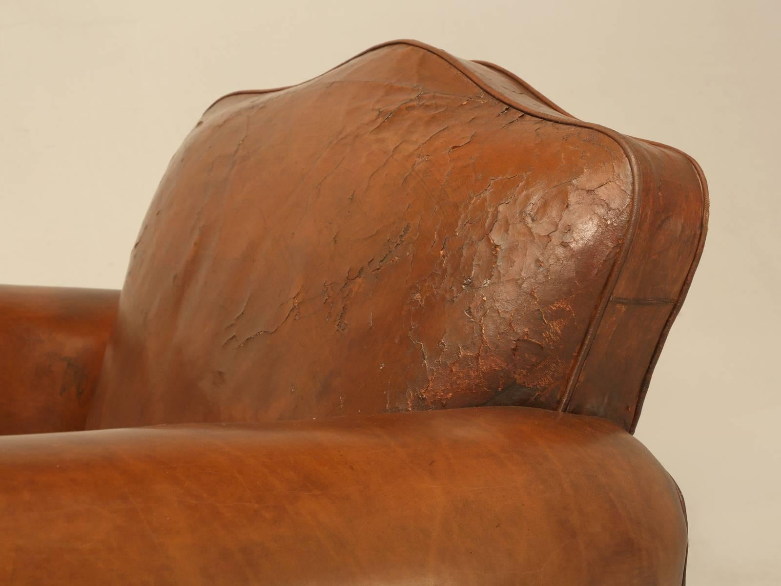 Art Deco French Leather Club Chairs from the 1930s