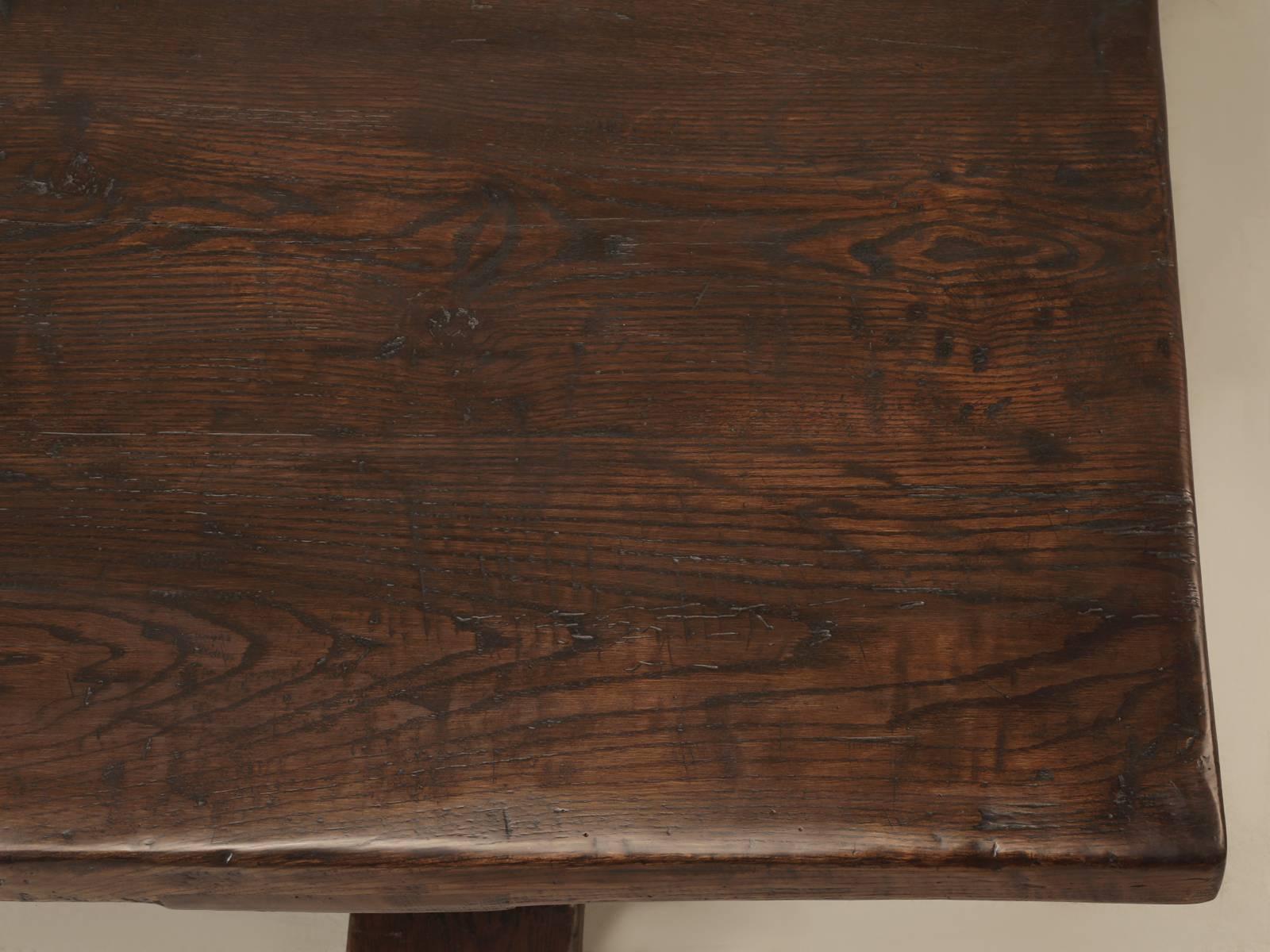 Américain Table à manger à tréteaux en chêne massif de récupération, fabriquée à la main par Old Plank, toutes les dimensions en vente