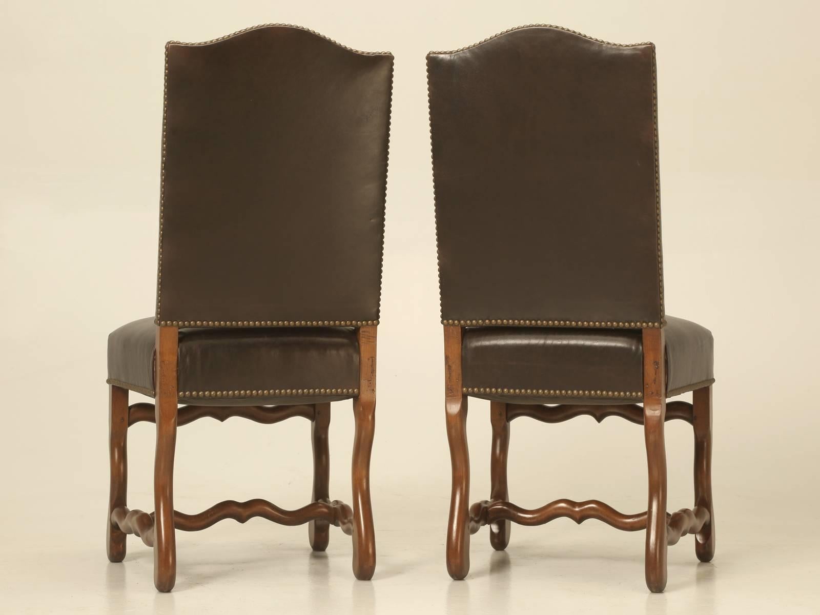 Pair Vintage French Leather Side Chairs 5