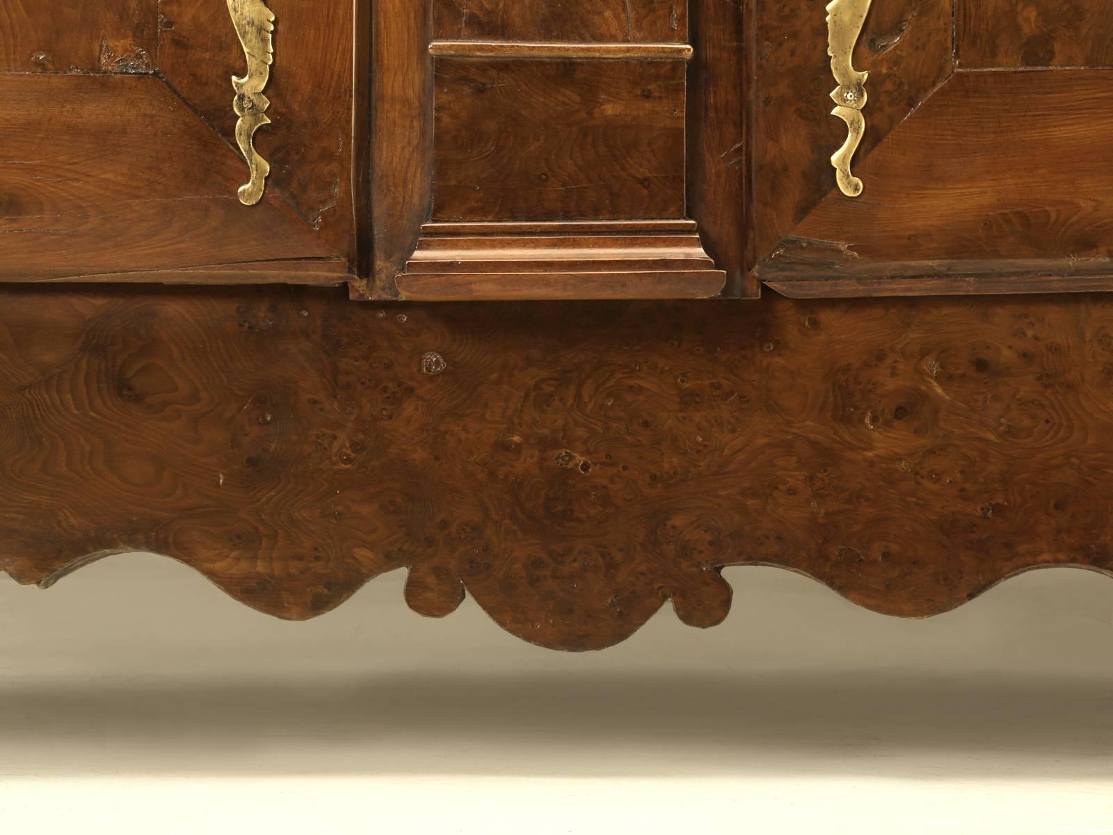Brass Antique French Louis XIII Style Yew Wood Buffet, circa 1800 Restored and Rare For Sale
