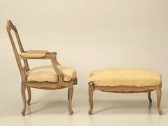 French Antique Duchesse Brisée or Lounge Chair and Ottoman Original Unrestored