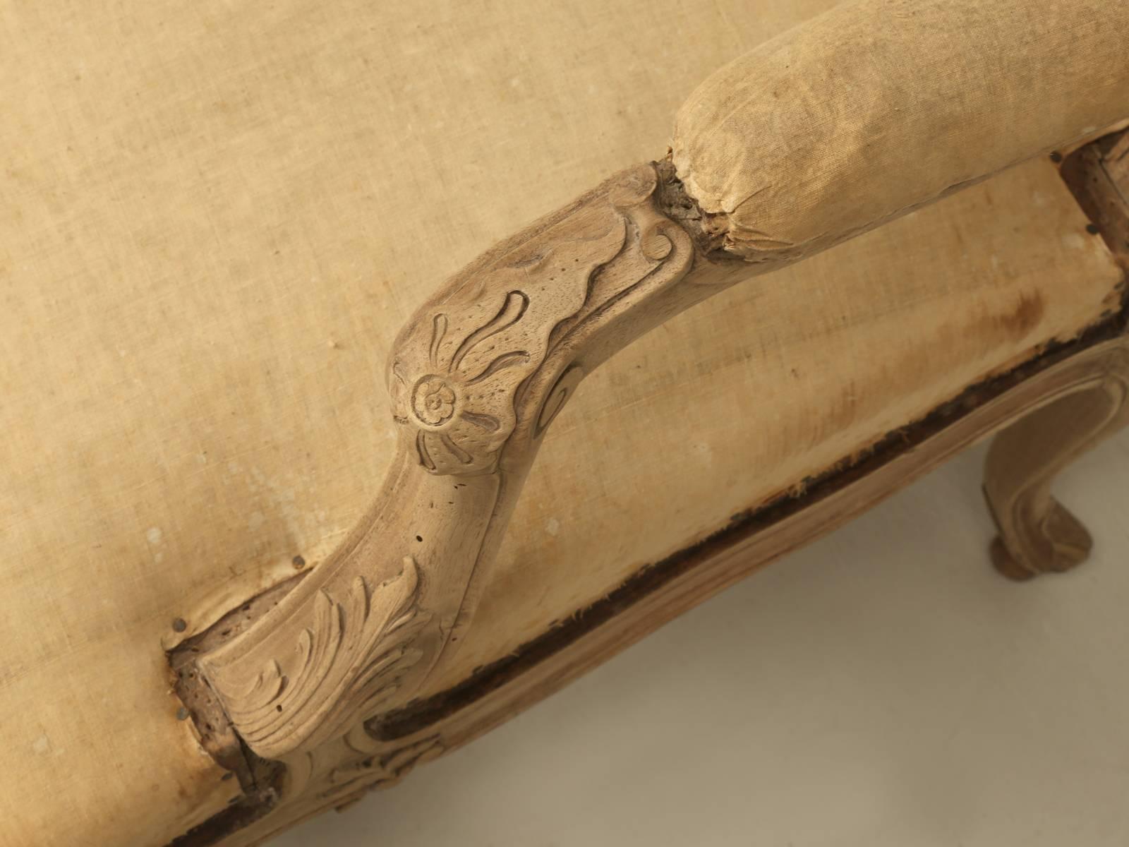 Louis XV French Antique Duchesse Brisée or Lounge Chair and Ottoman Original Unrestored