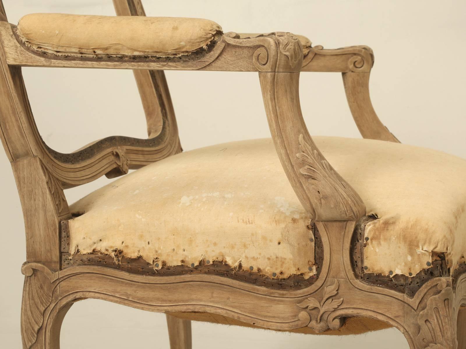 Hand-Carved French Antique Duchesse Brisée or Lounge Chair and Ottoman Original Unrestored For Sale